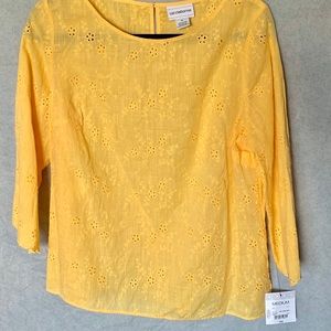 Bright yellow long sleeve blouse